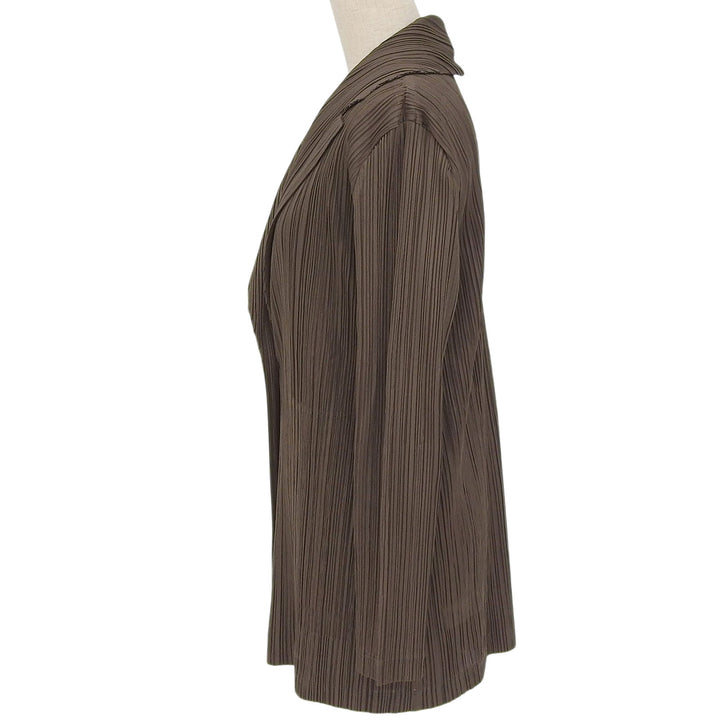 Excellent PLEATS PLEASE Jacket cardigan Khaki polyester Women 2 PP51-JA451