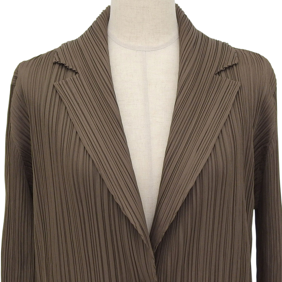 Excellent PLEATS PLEASE Jacket cardigan Khaki polyester Women 2 PP51-JA451