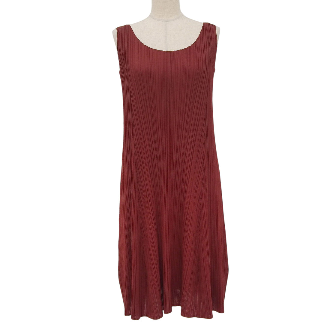Excellent PLEATS PLEASE one piece No sleeve wine-red Women 3 PP31-JH130