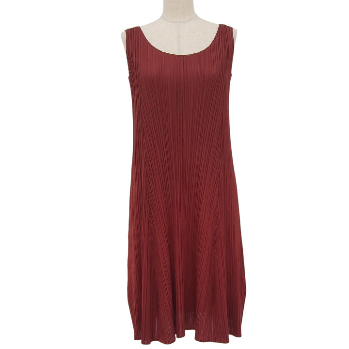 Excellent PLEATS PLEASE one piece No sleeve wine-red Women 3 PP31-JH130