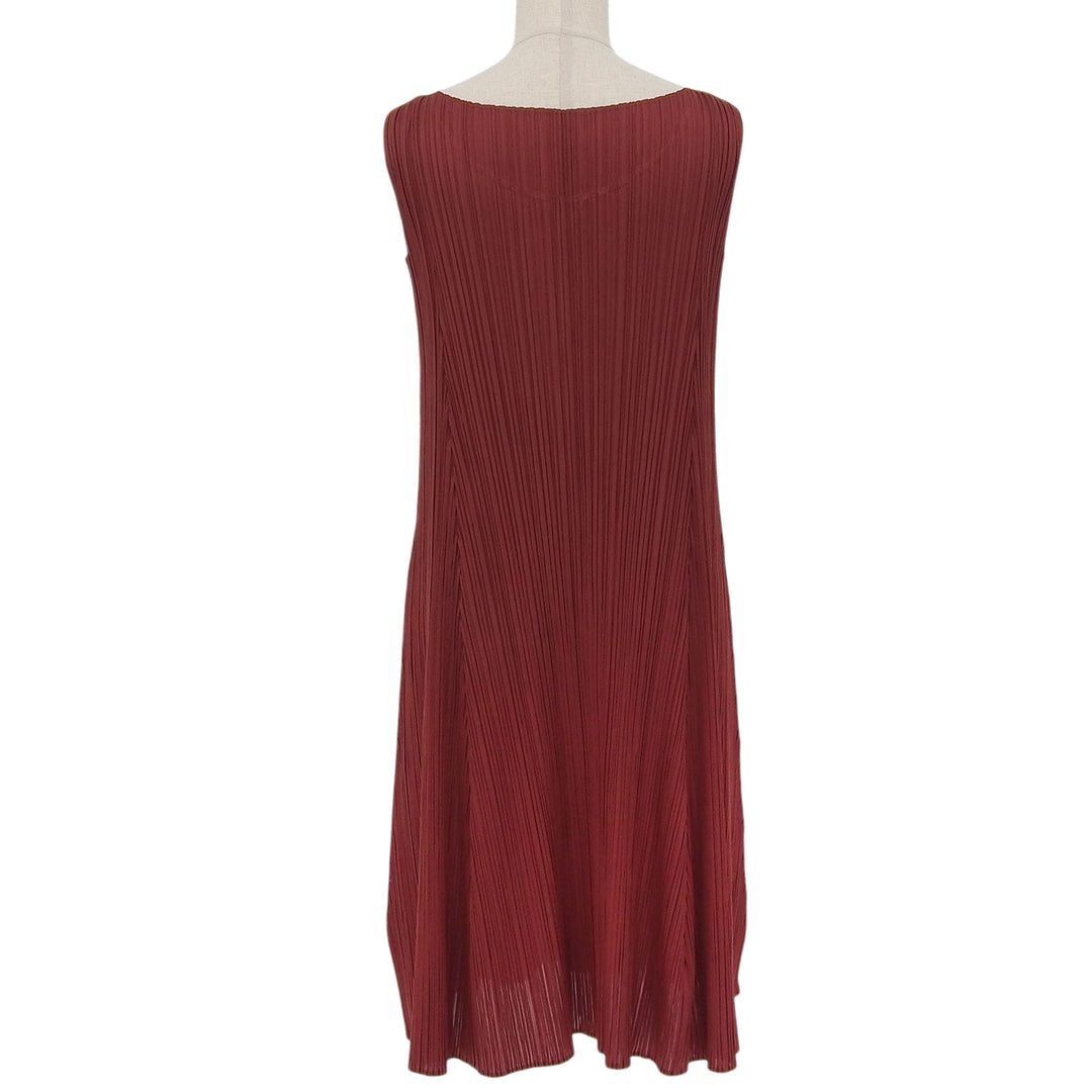 Excellent PLEATS PLEASE one piece No sleeve wine-red Women 3 PP31-JH130