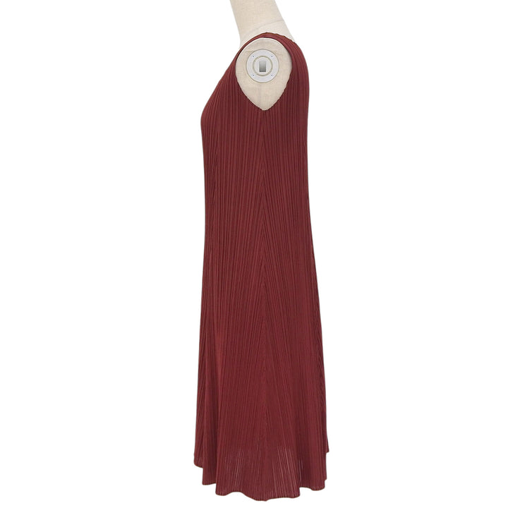 Excellent PLEATS PLEASE one piece No sleeve wine-red Women 3 PP31-JH130