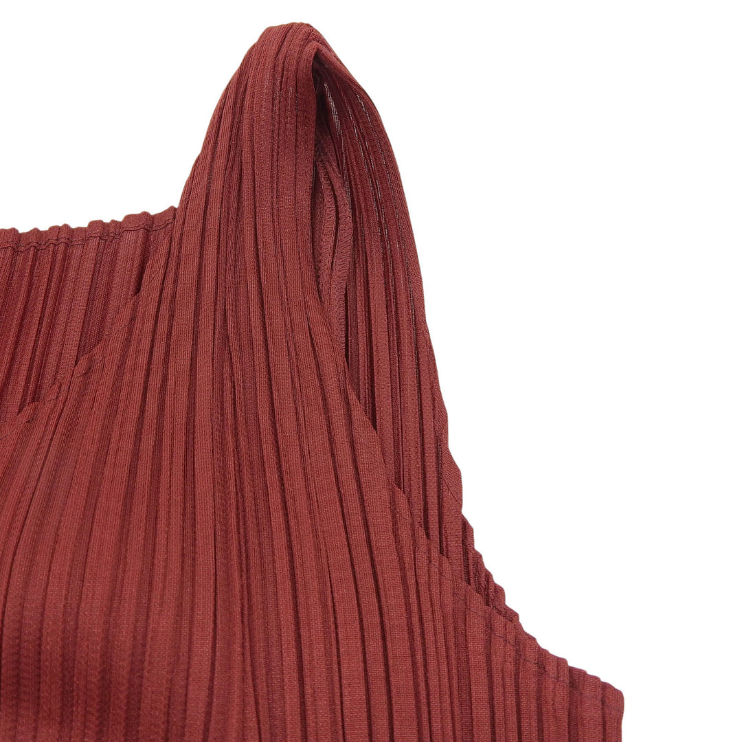 Excellent PLEATS PLEASE one piece No sleeve wine-red Women 3 PP31-JH130