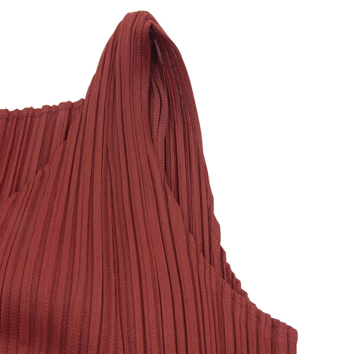 Excellent PLEATS PLEASE one piece No sleeve wine-red Women 3 PP31-JH130