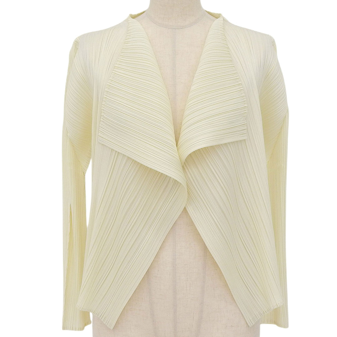 Excellent PLEATS PLEASE cardigan With logo button off white Women 3 PP31-JO129