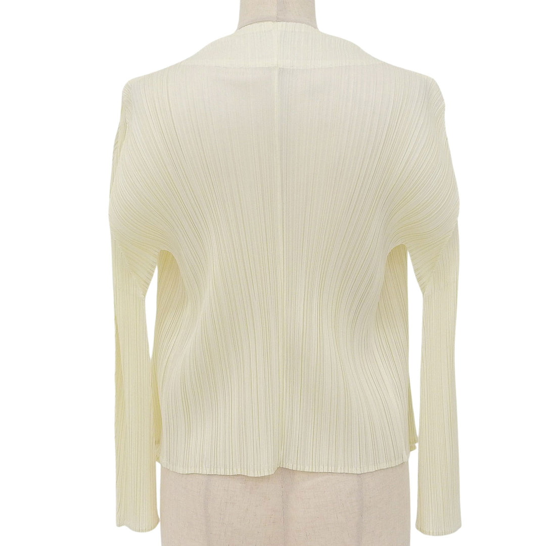Excellent PLEATS PLEASE cardigan With logo button off white Women 3 PP31-JO129