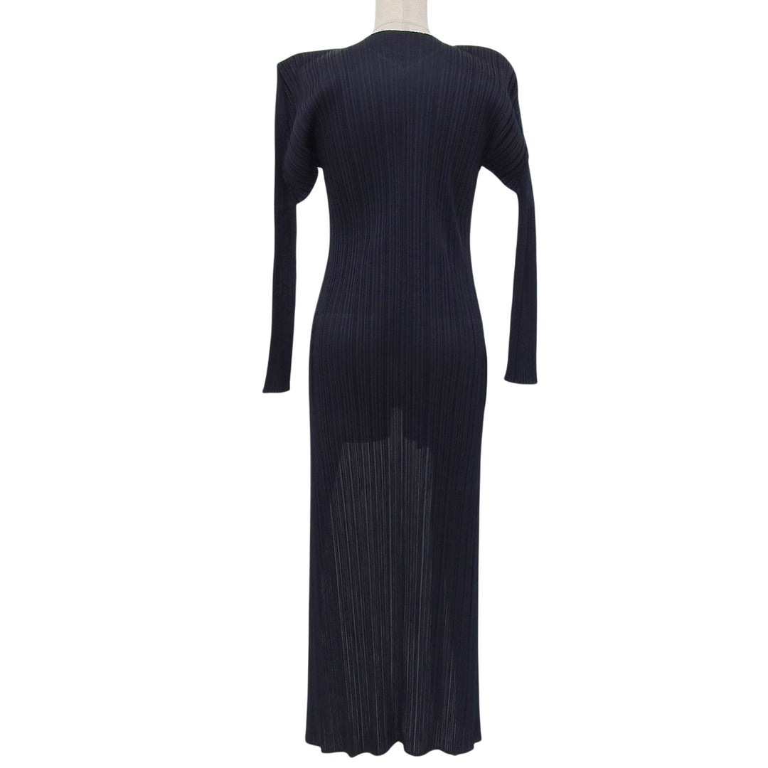 Excellent PLEATS PLEASE cardigan long Dark navy polyester Women 2 PP05-JA001