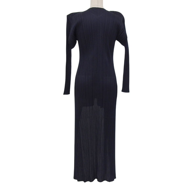 Excellent PLEATS PLEASE cardigan long Dark navy polyester Women 2 PP05-JA001