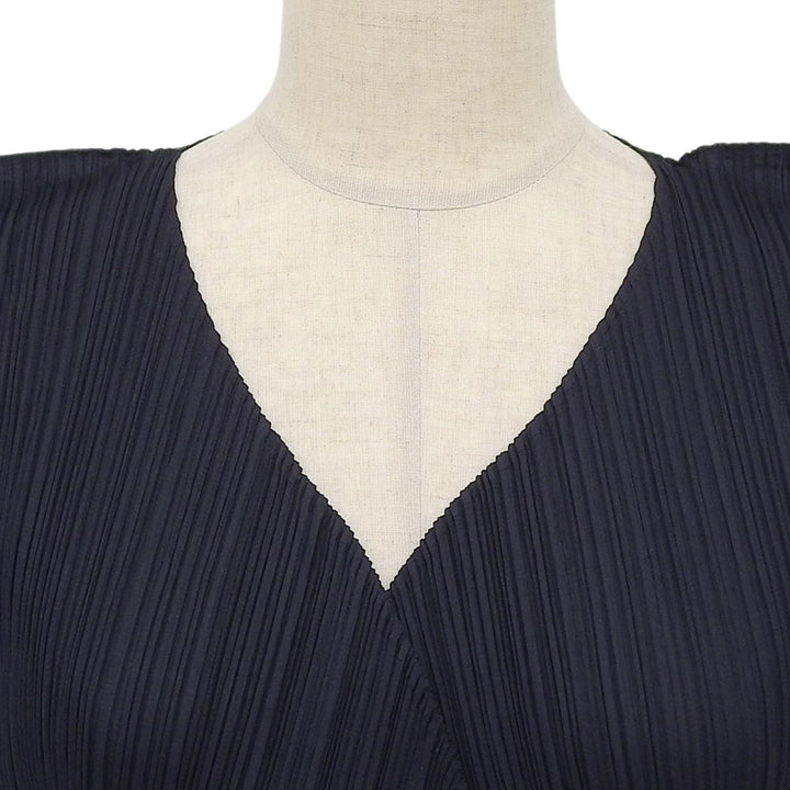 Excellent PLEATS PLEASE cardigan long Dark navy polyester Women 2 PP05-JA001