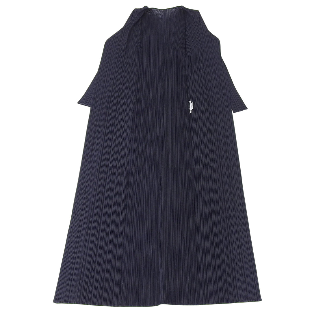 Excellent PLEATS PLEASE cardigan long Dark navy polyester Women 2 PP05-JA001