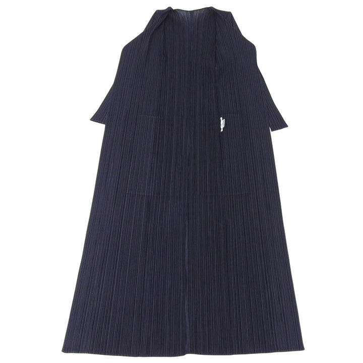 Excellent PLEATS PLEASE cardigan long Dark navy polyester Women 2 PP05-JA001