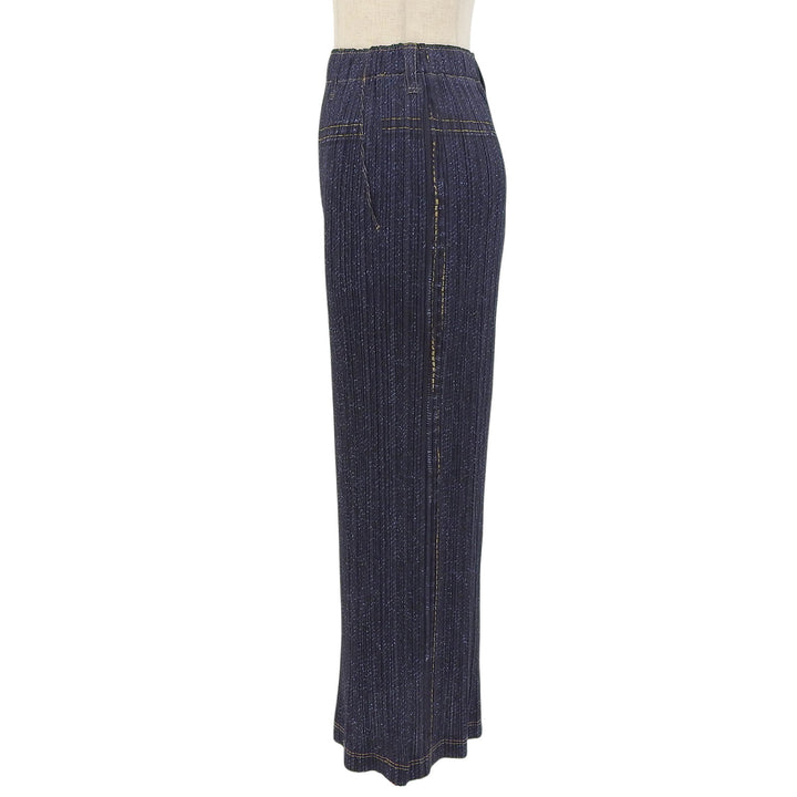 Great PLEATS PLEASE Pleated skirt denim transfer Navy Women 2 PP94-JG646