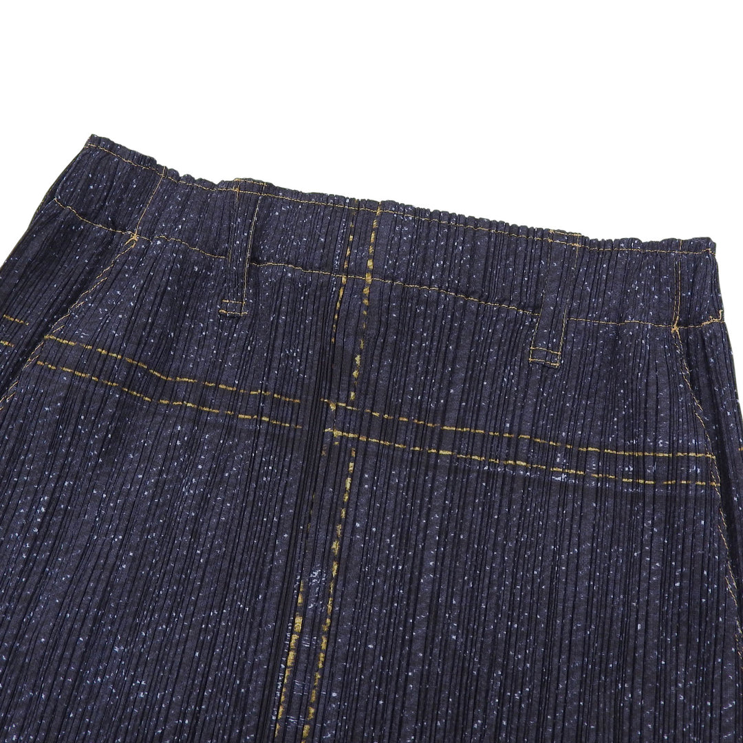 Great PLEATS PLEASE Pleated skirt denim transfer Navy Women 2 PP94-JG646