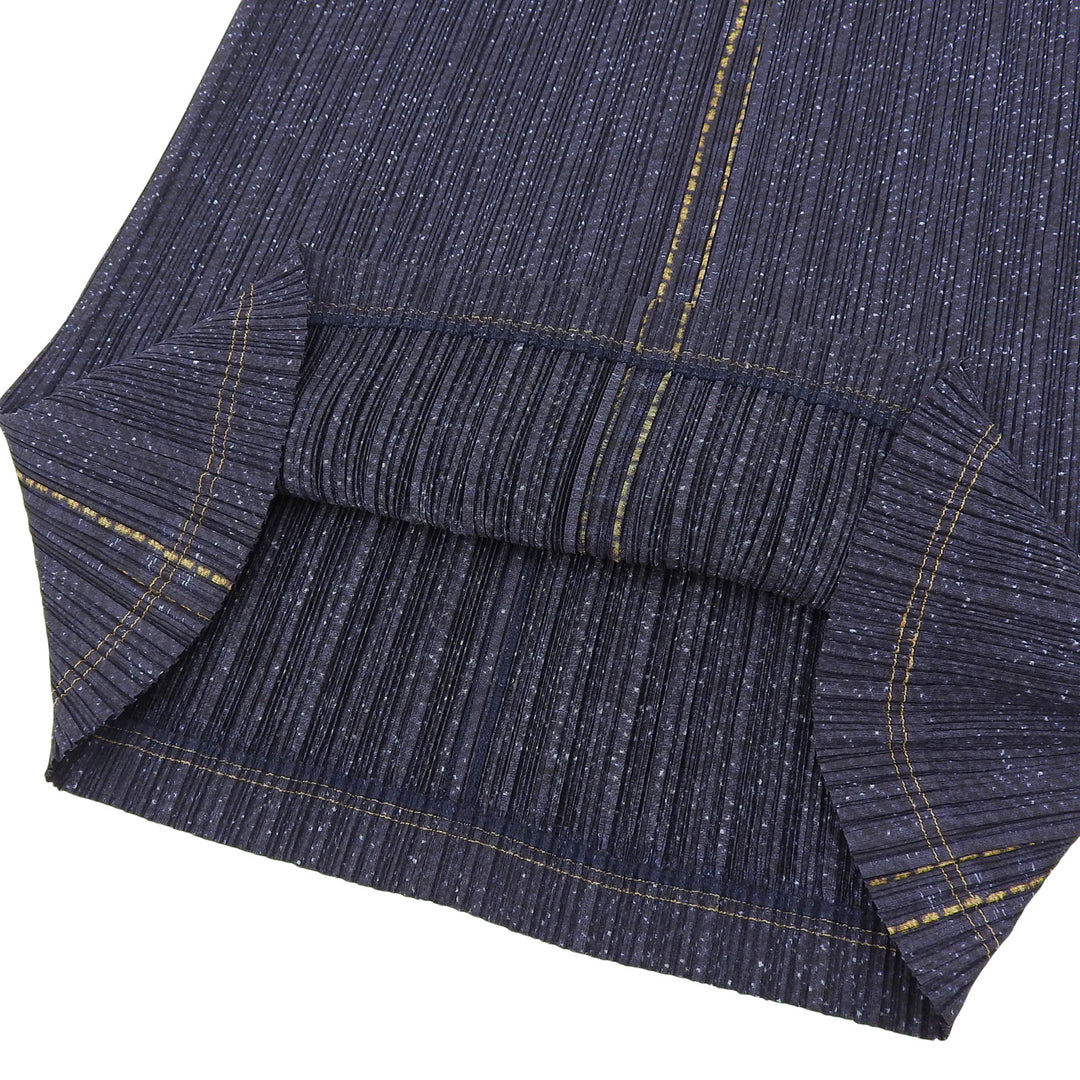 Great PLEATS PLEASE Pleated skirt denim transfer Navy Women 2 PP94-JG646