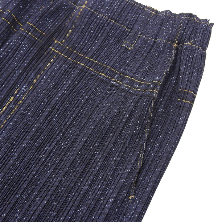 Great PLEATS PLEASE Pleated skirt denim transfer Navy Women 2 PP94-JG646