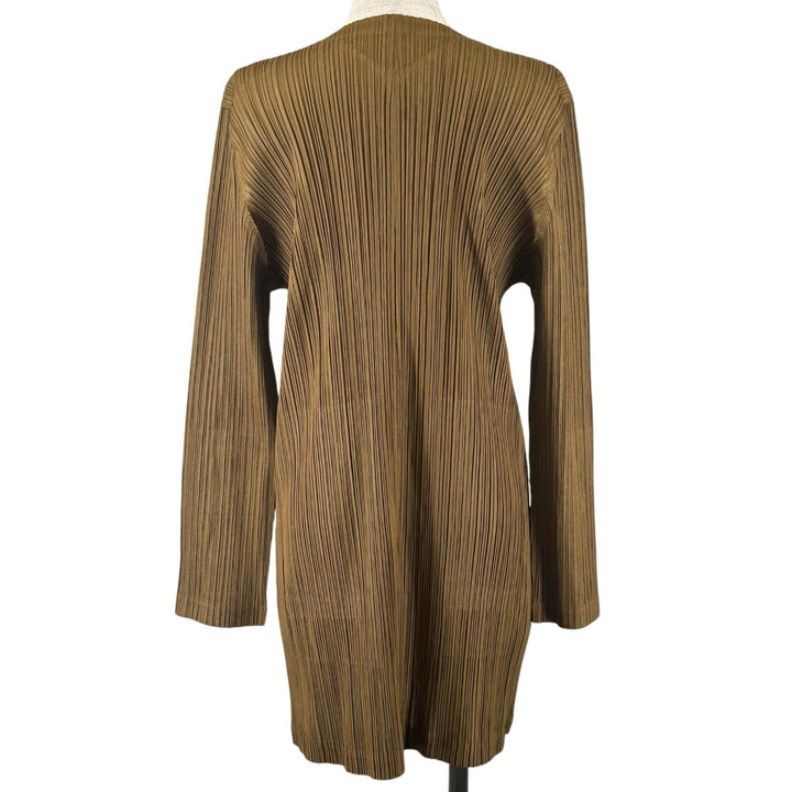 Excellent PLEATS PLEASE cardigan Logo button Brown polyester Women 4 PP31-JD443