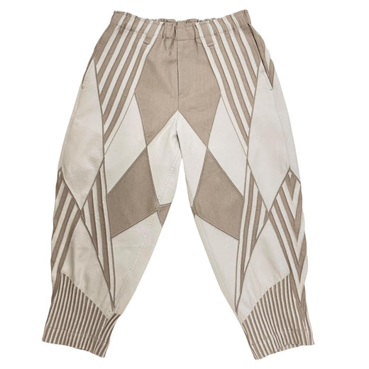 Pristine ISSEY MIYAKE Pants Border Pattern Geometric Pattern beige 2 AT31FF705