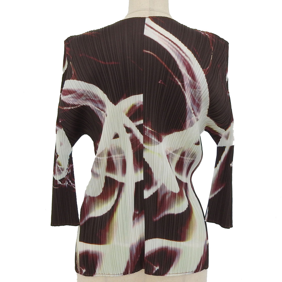 Excellent PLEATS PLEASE cardigan All-over print, open front Multi 3 PP41-JO666