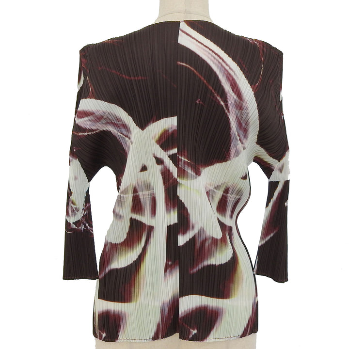 Excellent PLEATS PLEASE cardigan All-over print, open front Multi 3 PP41-JO666