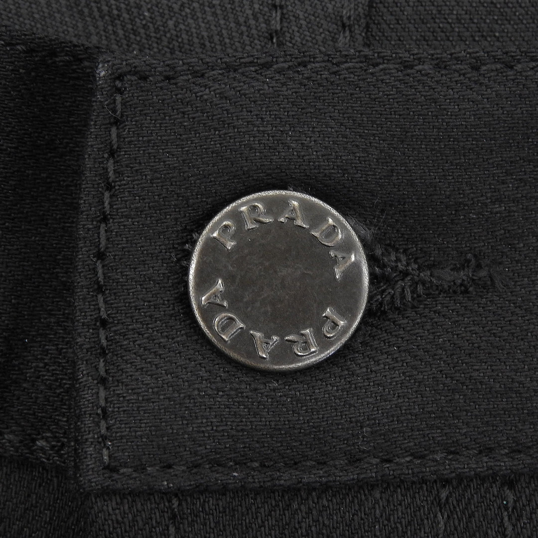 Pristine PRADA Denim pants Cotton pants with logo patch. black mens 33