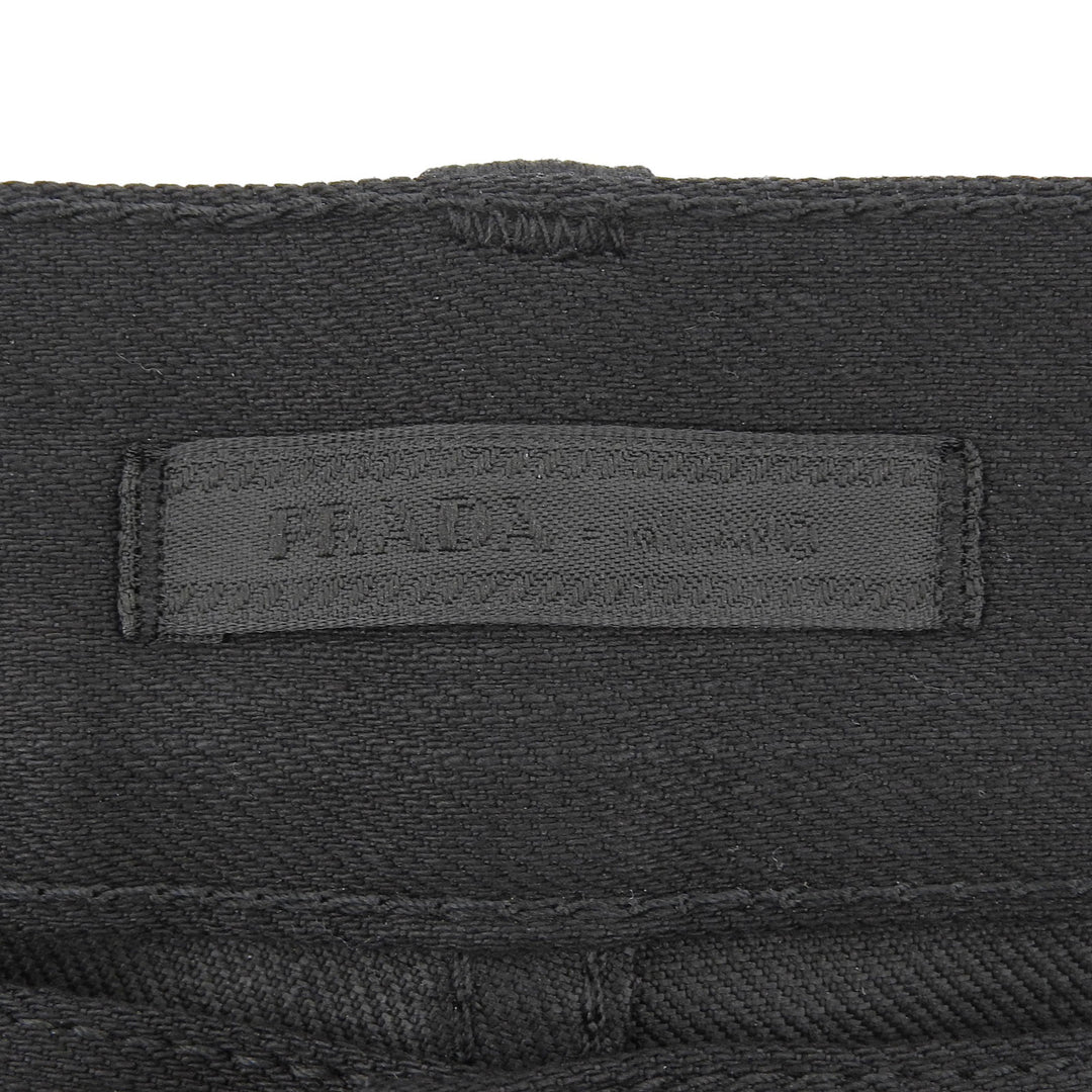 Pristine PRADA Denim pants Cotton pants with logo patch. black mens 33