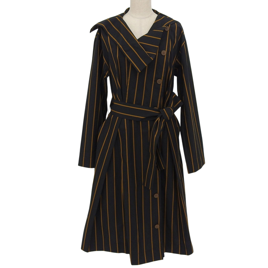 Excellent Vivienne Westwood coat Stripe Pattern Belted black cotton Women 00