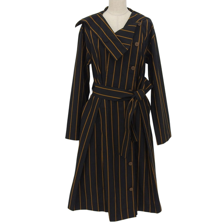 Excellent Vivienne Westwood coat Stripe Pattern Belted black cotton Women 00