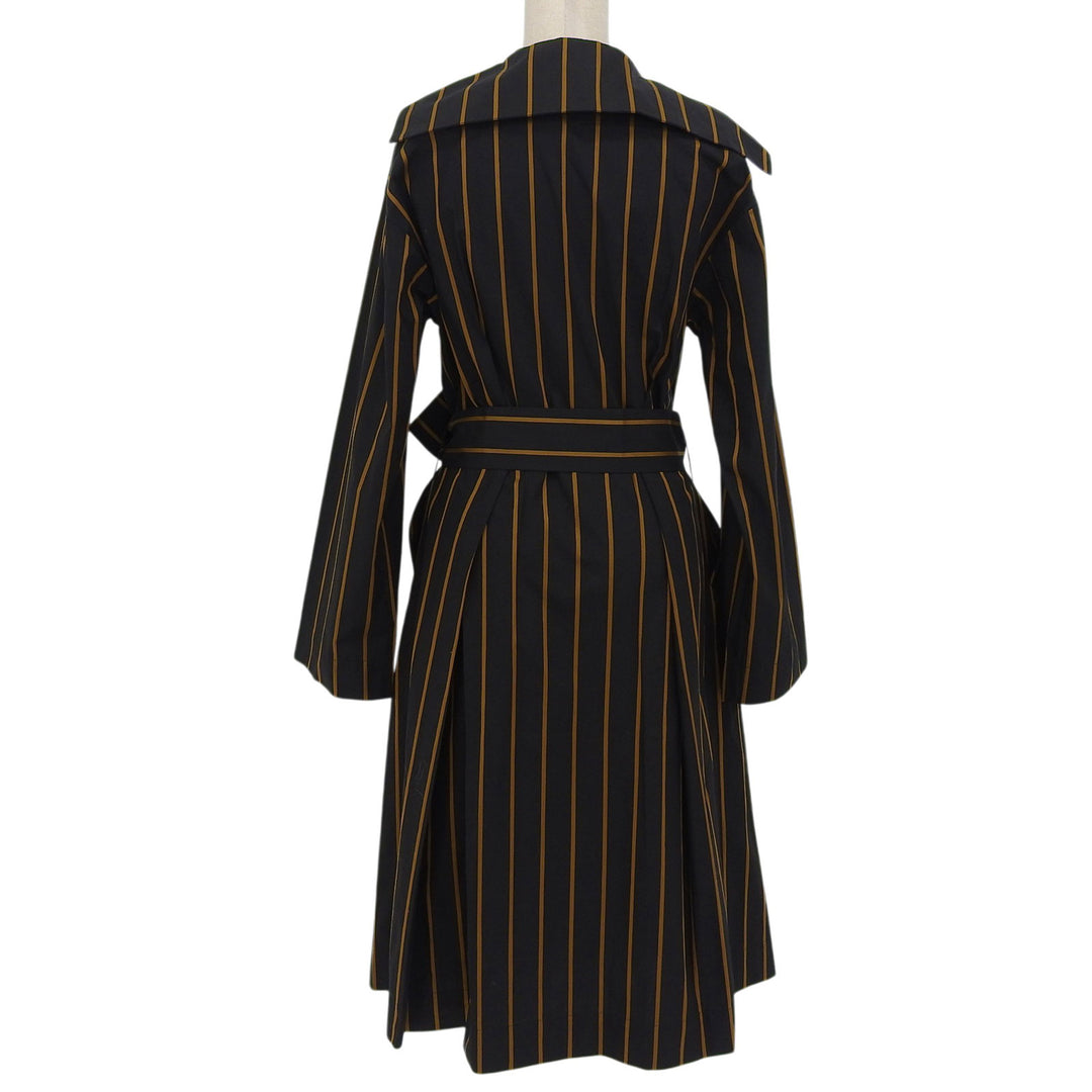 Excellent Vivienne Westwood coat Stripe Pattern Belted black cotton Women 00