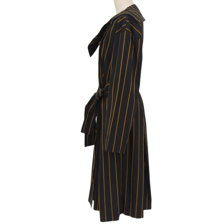 Excellent Vivienne Westwood coat Stripe Pattern Belted black cotton Women 00