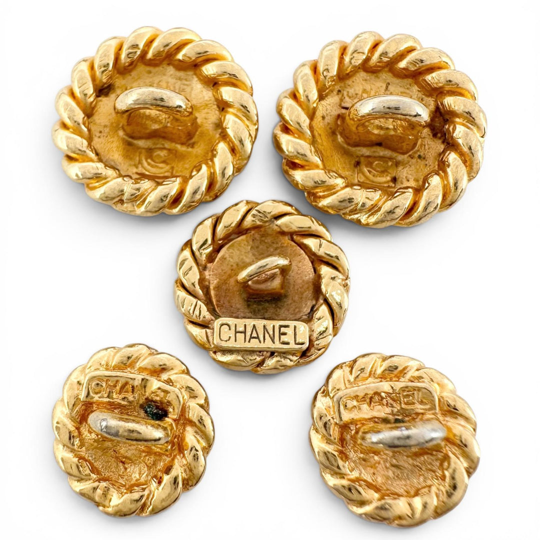 Very Good CHANEL button COCO Mark Twist Frame Sunburst with Gold Button and Back