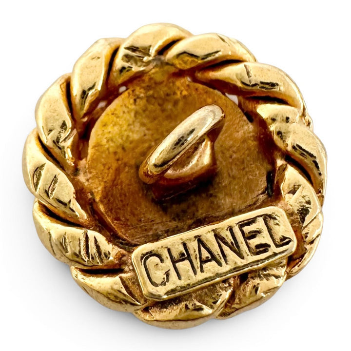 Very Good CHANEL button COCO Mark Twist Frame Sunburst with Gold Button and Back