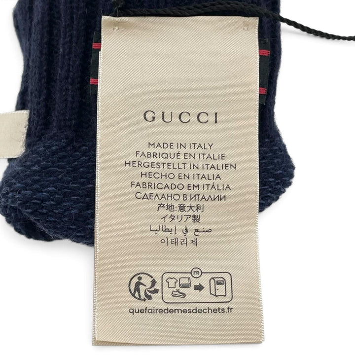 Pristine GUCCI gloves GG Jacquard Knit Gloves Navy cashmere mens M 770386