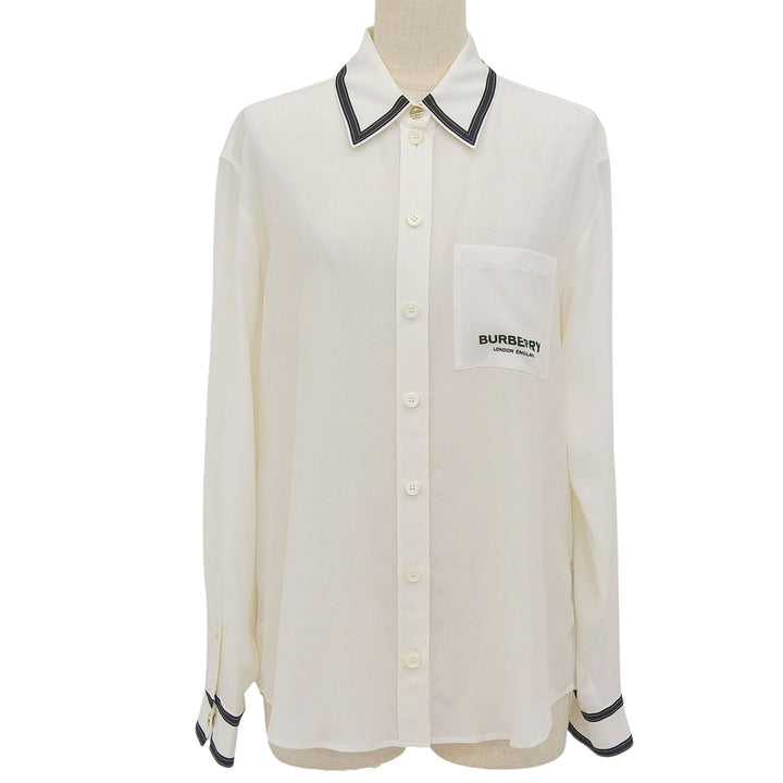 Excellent BURBERRY Long sleeve shirt off white silk Women 36 8042483