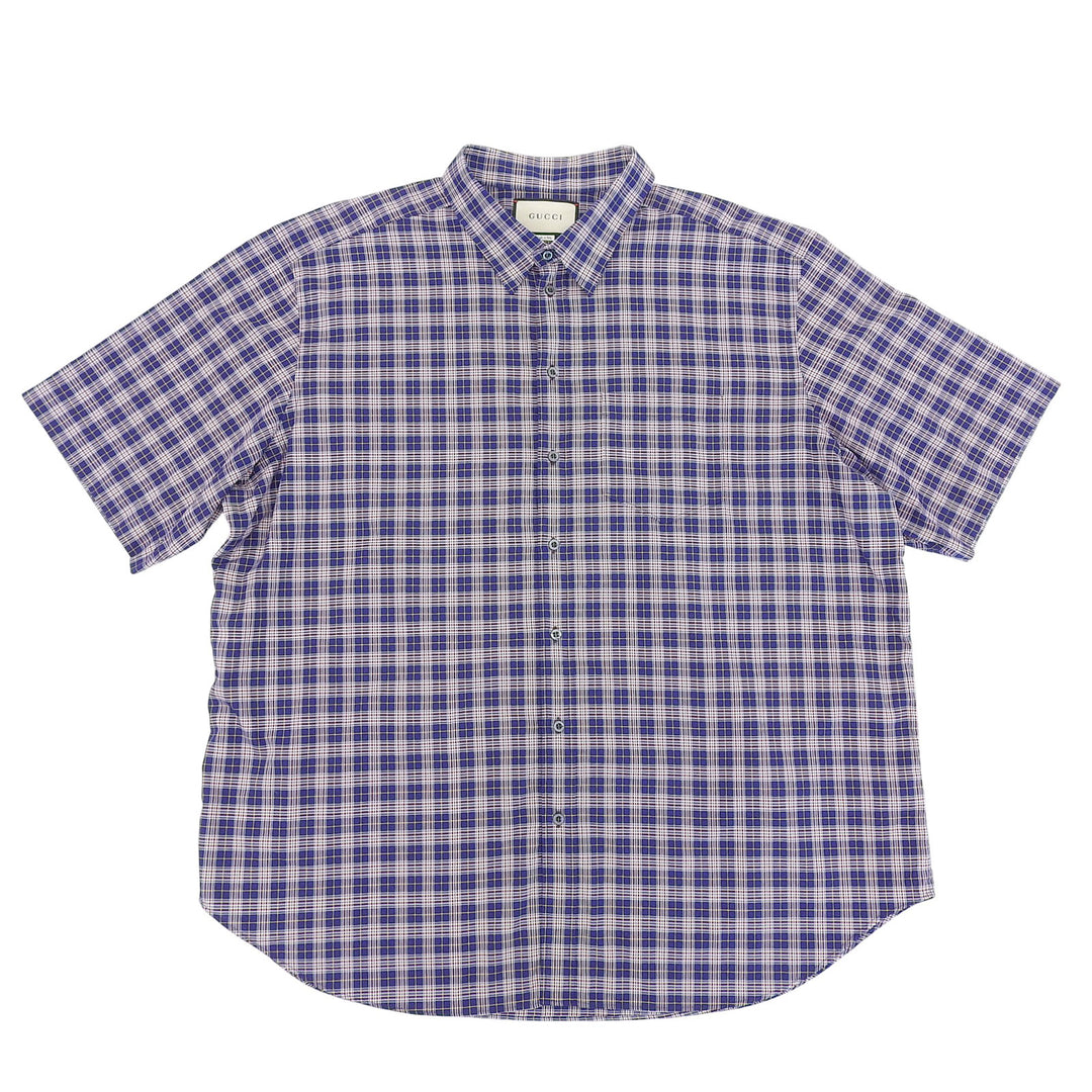 Excellent GUCCI Short sleeve shirt Michele period blue cotton mens 46 557391