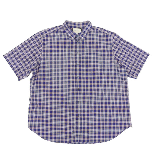 Excellent GUCCI Short sleeve shirt Michele period blue cotton mens 46 557391