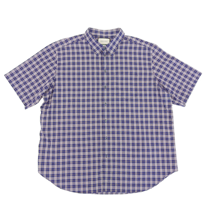 Excellent GUCCI Short sleeve shirt Michele period blue cotton mens 46 557391