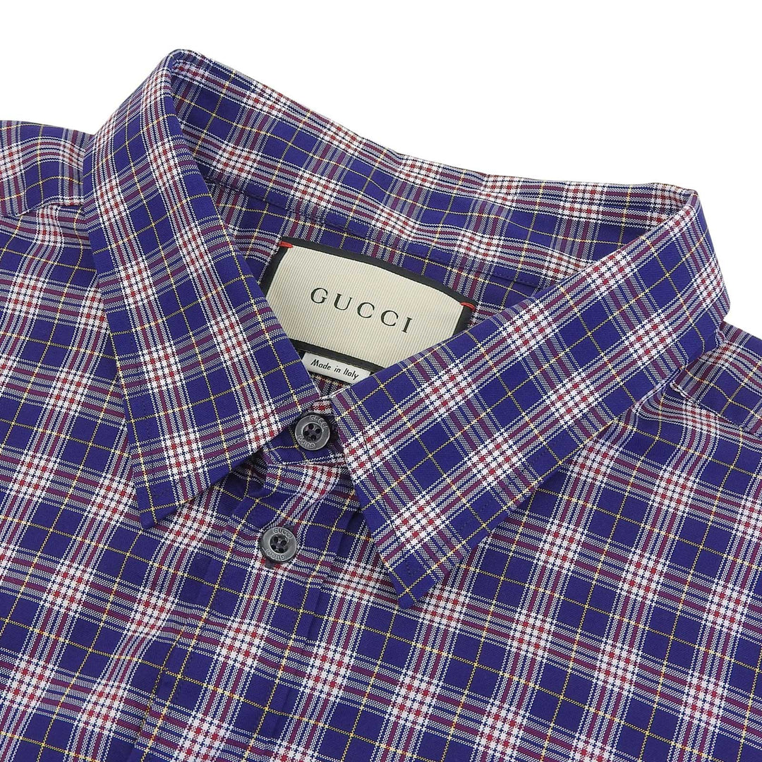 Excellent GUCCI Short sleeve shirt Michele period blue cotton mens 46 557391