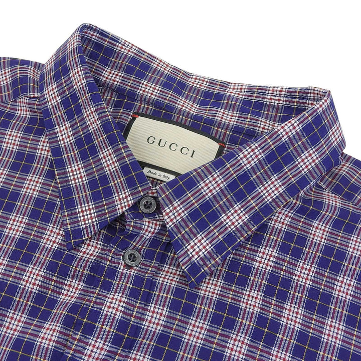 Excellent GUCCI Short sleeve shirt Michele period blue cotton mens 46 557391
