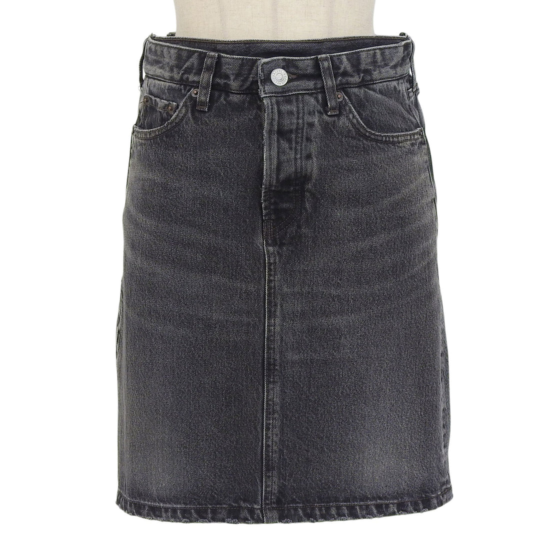 Pristine BALENCIAGA skirt Leather patch side zip denim black cotton 34 657637