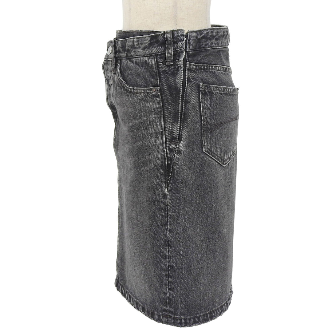 Pristine BALENCIAGA skirt Leather patch side zip denim black cotton 34 657637
