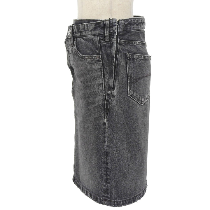 Pristine BALENCIAGA skirt Leather patch side zip denim black cotton 34 657637