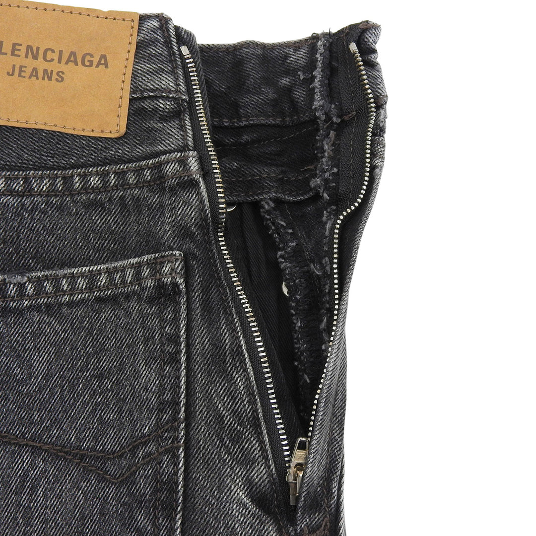 Pristine BALENCIAGA skirt Leather patch side zip denim black cotton 34 657637