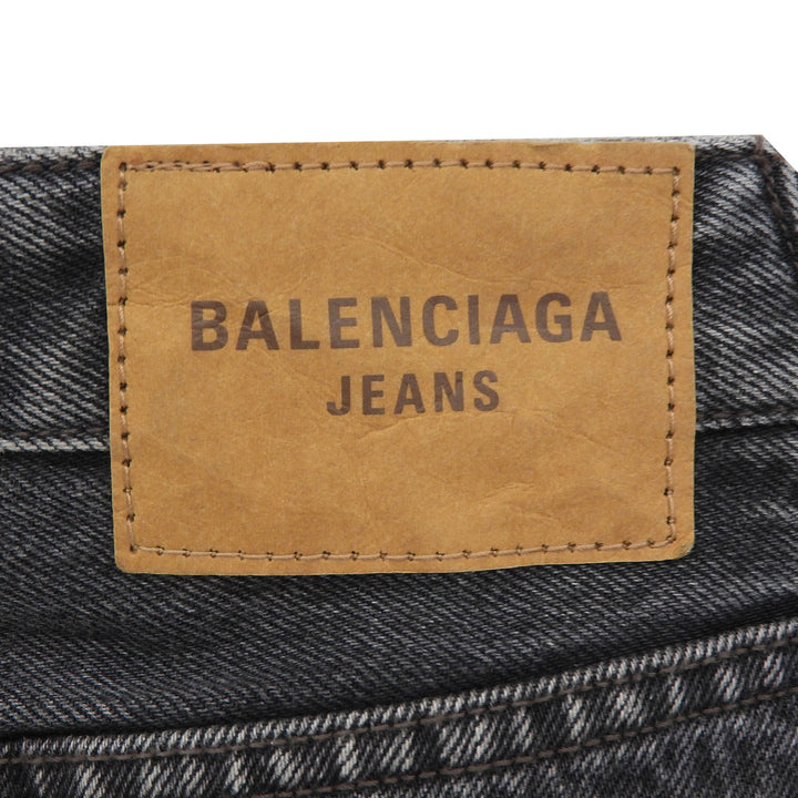 Pristine BALENCIAGA skirt Leather patch side zip denim black cotton 34 657637