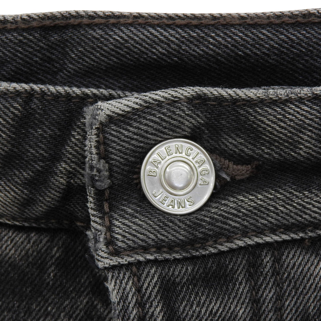 Pristine BALENCIAGA skirt Leather patch side zip denim black cotton 34 657637