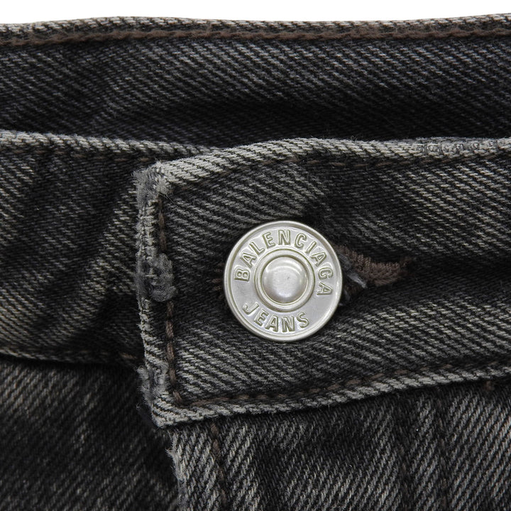 Pristine BALENCIAGA skirt Leather patch side zip denim black cotton 34 657637