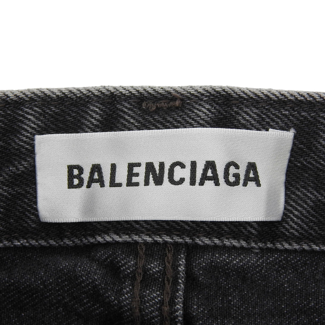 Pristine BALENCIAGA skirt Leather patch side zip denim black cotton 34 657637