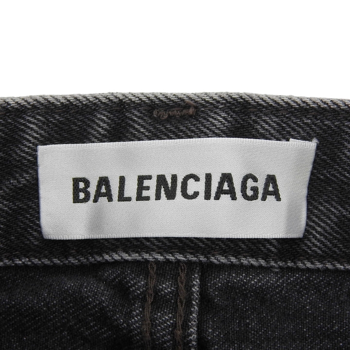 Pristine BALENCIAGA skirt Leather patch side zip denim black cotton 34 657637