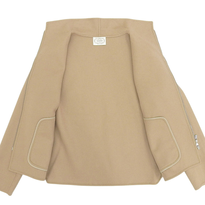 Great Agnona Jacket Stand collar Zip up light brown cashmere Women 40
