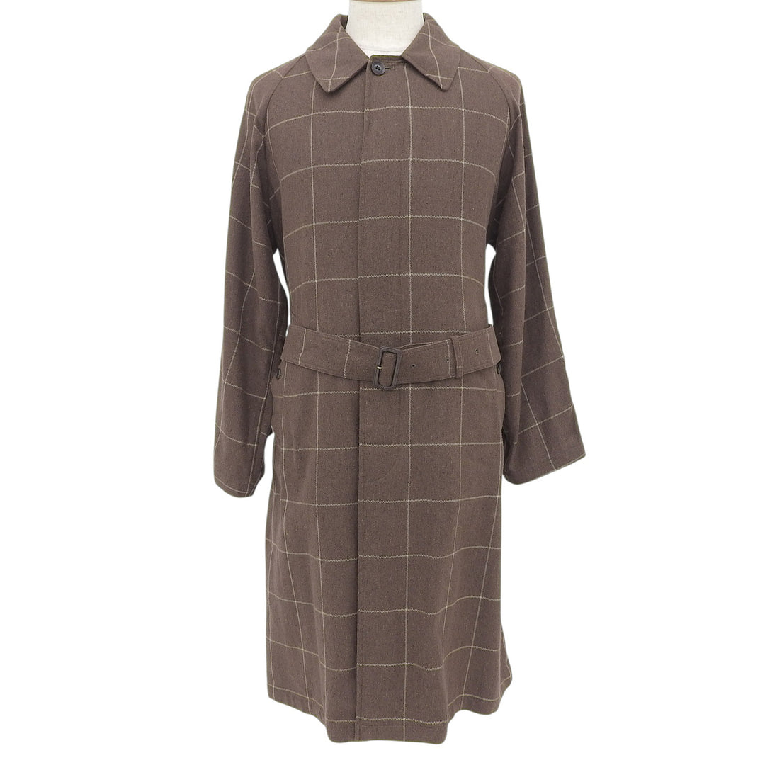 Excellent INVERTERE coat Checkered pattern, stand collar Brown 40 IV191BM25011