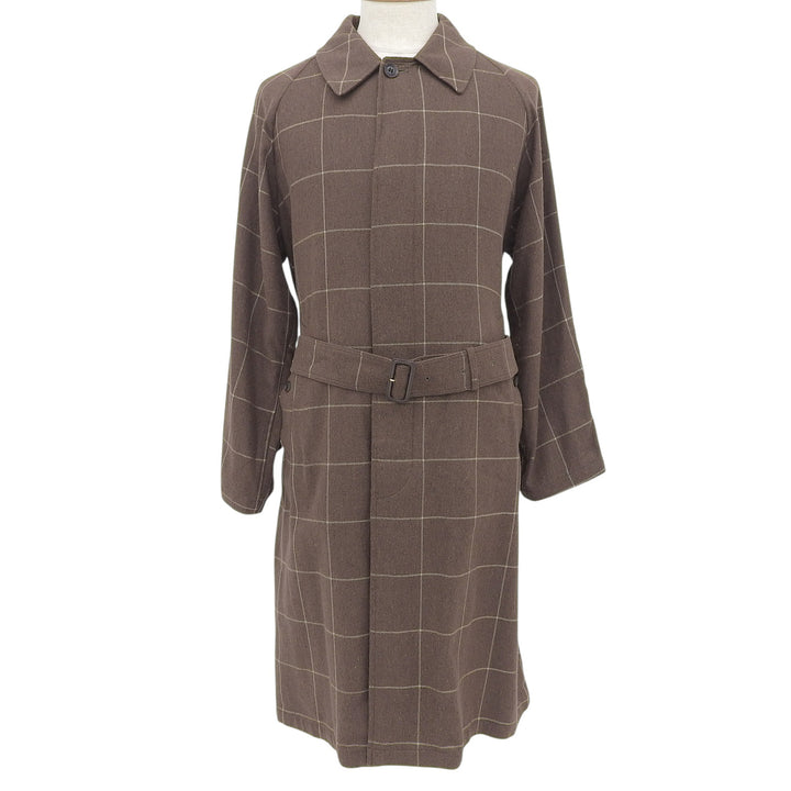 Excellent INVERTERE coat Checkered pattern, stand collar Brown 40 IV191BM25011